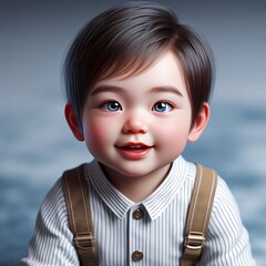 Illustration of a smiling cute Asian baby