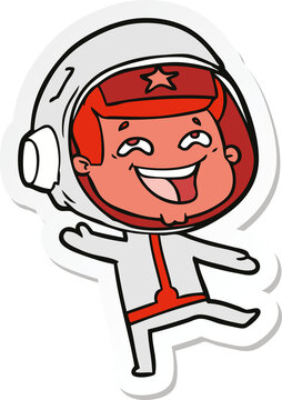 sticker of a cartoon happy space man