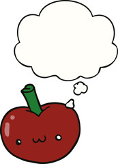 cartoon apple and thought bubble