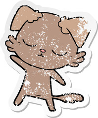 distressed sticker of a cute cartoon dog