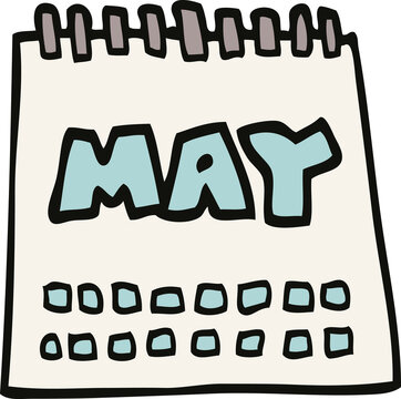 cartoon doodle calendar showing month of may