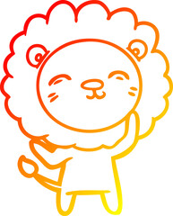 warm gradient line drawing cartoon lion
