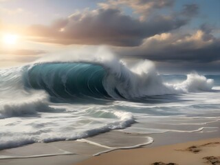 tsunami storm over the sea - obrazy, fototapety, plakaty
