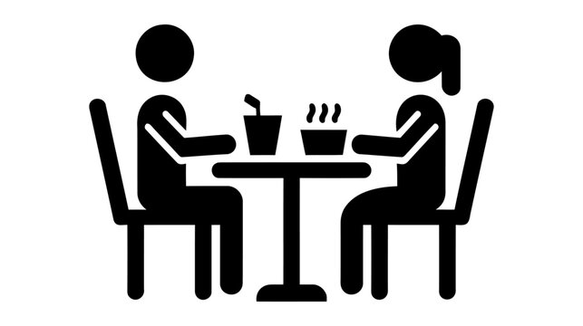 couple having a dinner or co-workers have a business dinner in cafe or restaurant. vector illustration on white background