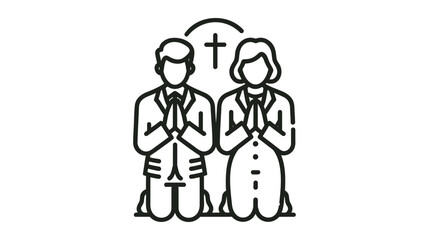 people pray to god on their knees. prayers on knees. Vector Illustration on white background