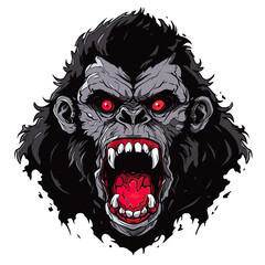 t-shirt design icon logo gorilla mask character scary transparent background, image