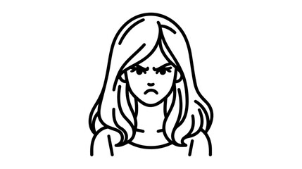 Angry yelling women outline icon on white background. Vector illustration.