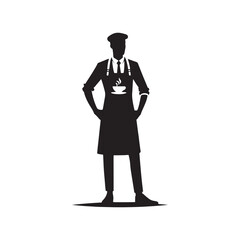 Coffee Craft: Vector Barista Silhouette - Infusing Passion and Skill to Brew the Perfect Cup, Embracing the Art of Coffee Culture. Barista Illustration.
