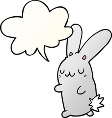 cute cartoon rabbit and speech bubble in smooth gradient style