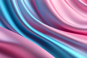 background in pastel colors, gradient shiny fabric in gentle shades, flowing into the lower right corner of the screen. Futuristic abstract 3D rendering of glowing pink blue satin.