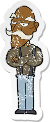 retro distressed sticker of a cartoon bored old man