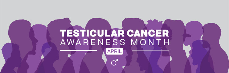 Testicular Cancer Awareness Month design with group of men silhouette. Vector illustration