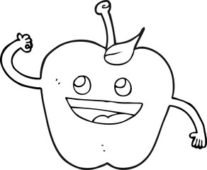 black and white cartoon apple