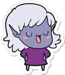 sticker of a cartoon elf girl