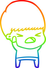 rainbow gradient line drawing cartoon stressed man