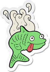 sticker of a cartoon smelly fish