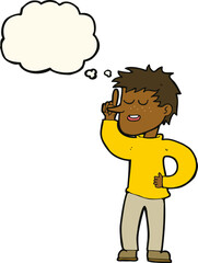 cartoon man with idea with thought bubble