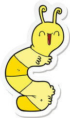 sticker of a cartoon happy caterpillar