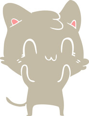 flat color style cartoon happy cat