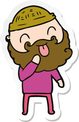 sticker of a man with beard sticking out tongue