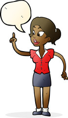 cartoon woman with great idea with speech bubble