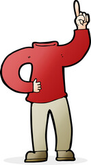 cartoon headless body with raised hand