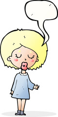 cartoon woman explaining her point with speech bubble
