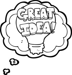 thought bubble cartoon great idea light bulb symbol