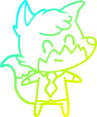 cold gradient line drawing cartoon happy fox