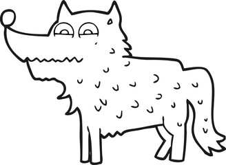 black and white cartoon dog