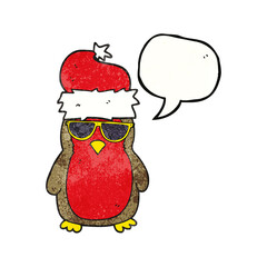 speech bubble textured cartoon cool christmas robin