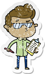 distressed sticker of a cartoon cool guy