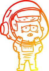 warm gradient line drawing cartoon tired astronaut