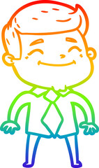 Fototapeta premium rainbow gradient line drawing happy cartoon businessman