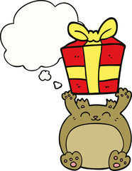 cute cartoon christmas bear and thought bubble