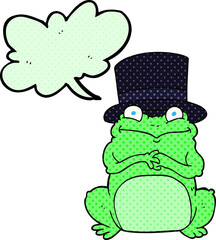 comic book speech bubble cartoon frog in top hat