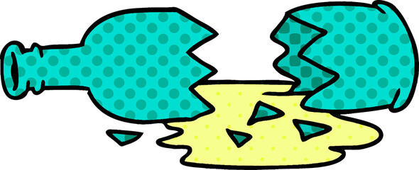 cartoon doodle of a broken bottle