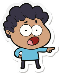 Obraz premium sticker of a cartoon man gasping in surprise