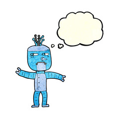 cartoon robot with thought bubble