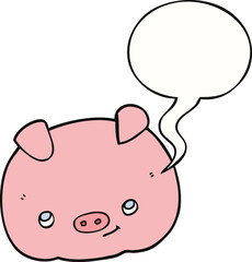 cartoon happy pig and speech bubble
