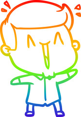 rainbow gradient line drawing cartoon happy man