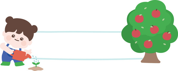식목일에 나무를 심는 어린이 일러스트