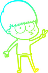 cold gradient line drawing nervous cartoon boy