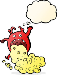 cartoon gross monster being sick with thought bubble
