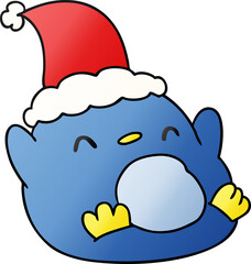 christmas gradient cartoon of kawaii penguin