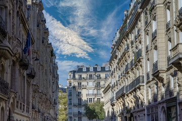 Paris, beautiful facades in the 7e arrondissement, rue Saint-Dominique

