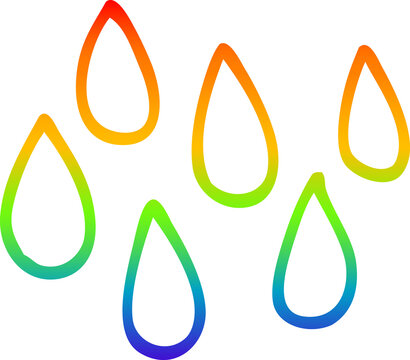 rainbow gradient line drawing cartoon rain drops