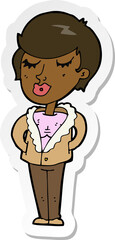 sticker of a cartoon cool relaxed woman