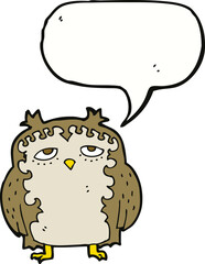 cartoon wise old owl with speech bubble