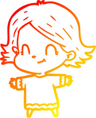 warm gradient line drawing cartoon friendly girl